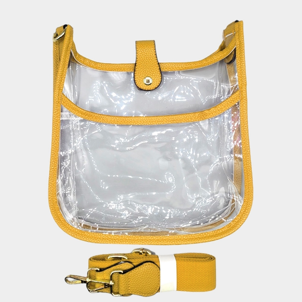 Yellow Transparent Clear Cross Body Bag Purse Casual Womens Fashion Accessory